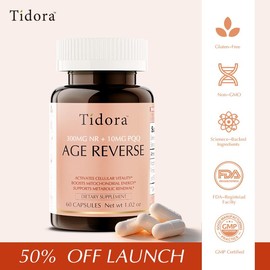 Tidora NR+ Anti-Aging Capsules 300mg – Boost NAD+ for Cellular Energy & Youthful Vitality | 60 Capsules Healthcare Dietary:_1PC