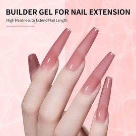 JODSONE Builder Gel for Nails,4Pcs 10ML Builder Gel Set, Nail Apex and Extension Strengthener Hard Need to Cured by Nail Lamp,Clear White Pink Brown