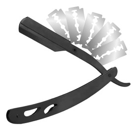 Porta Navajas de Barbero de Acero Inoxidable - Dorado | Navaja Rasuradoras para Hombre - Ideal para Navaja para Afeitar - Accesorios para Cabello | Completa tu Kit Barba para Hombre - Barberia (Negro)