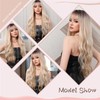 Aecaeceo Long Blonde Wig with Bangs Long Wavy Wigs for