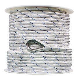 Extreme Max 3006.2514 BoatTector Double Braid Nylon Anchor Line with Thimble - 1/2" x 150', White with Blue Tracer