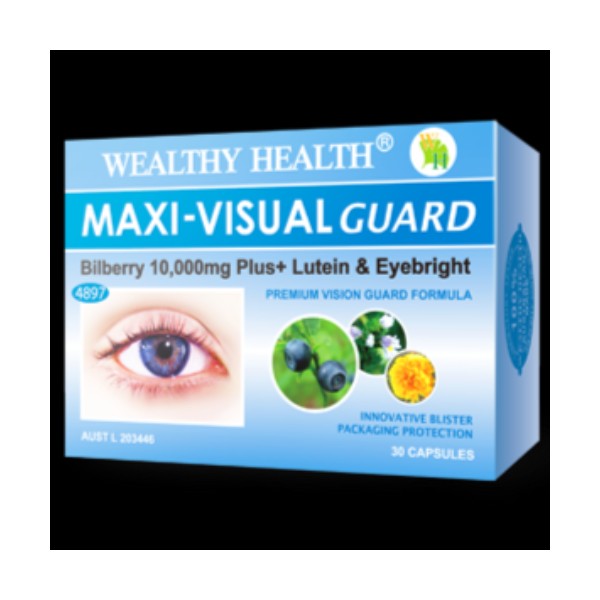 Wealthy Health Maxi Visual Guard Bilberry 10000mg Plus 30 Capsules