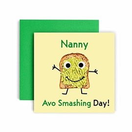 Huxters Birthday Cards for Women – Avo Smashing Nanny Happy Birthday Card – Nanny Birthday Card with Lovely Pink Envelope – Funny Birthday Card for Nanny (Nanny)