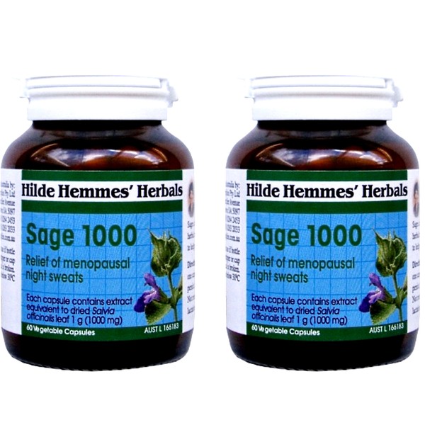 2 x 60 capsules (1000mg) HILDE HEMMES HERBALS Sage ( 120 Caps )