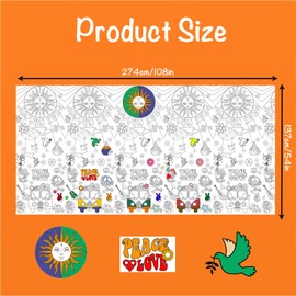 Paper Tablecloth for Colouring, 137 x 274 cm Colouring Tablecloth for Children's Activity, Rectangle Waterproof Puzzle Tablecloth, Flower Butterfly Theme Party Decorations for Children's Birthday