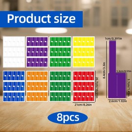 8 Pieces of Cable Labels, Cable Identification Labels, Writable Label Stickers, Waterproof and Oil-Proof Label Stickers, Colorful Label Stickers