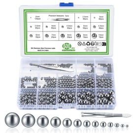 600 Pcs Precision Ball Bearings, Stainless Steel Bearings Balls Set, 13 Sizes Bicycle Bearing Steel Ball Assortment Kit for Bicycles, Skateboard, Motorcycles, Casters