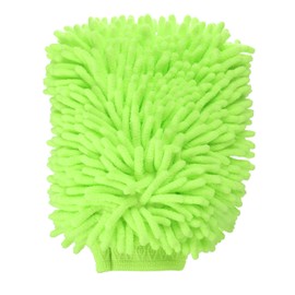 HARFINGTON Chenille Microfiber Car Wash Mitts 10" x 7.5" Scratch Free Wash Gloves Absorbent Double Sided Plush Cleaning Drying Mitts for Car Washing Home Clean Lime Green