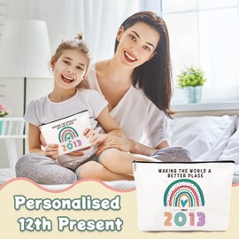 Inspirierender Taschenspiegel zum 12. Geburtstag, kleine Bleistifttasche, Kulturbeutel, Kosmetiktasche, einzigartiges Geschenk zum 12. Geburtstag für Freundin, Schwester, Bestie (Pinsel nicht im