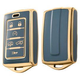 ELOHEI Key Fob Cover for Jeep, Premium Soft Full Protection Key Fob Case for 2022 2023 2024 Jeep Cherokee Grand Cherokee Wagoneer Grand Wagoneer Compass Renegade Accessories(Gray)