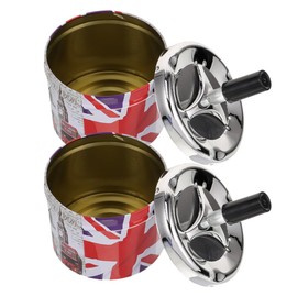 JECOMPRIS Smokeless Metal Tin Push Down Ashtray 2pcs Stainless Steel Ashtray UK Decorative Ash Tray Vintage Ashtrays