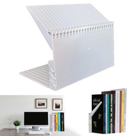 Desk File Sorter Vertical Desktop File Folder Organizer Plastic Book Holder Adjustable Shelf Dividers Closet Mail Binder Organizer Magazine Rack Stand Bookshelf (white)