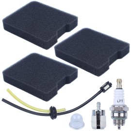 Hyceker 531004430 Air Filter Tune Up Kit For Husqvarna 145BT 155BT 145BF 155BF 155B H140B Poulan BP400 BP402 40.2cc Leaf Blower Air Filters Service Kit Spark Plug Primer Bulb Parts 110132179 530058478