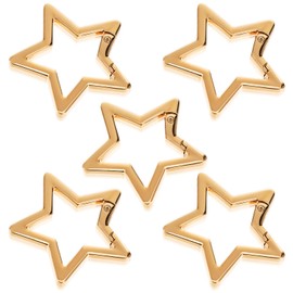 Yuanchu 5Pcs Silver Star Shaped Keychain Clip, Heavy Duty Carabiner Snap Hook Holder for Keys Zinc Alloy Star Carabiner Metal Key Ring Carabiner Clip for Camping Hiking Fishing (Gold)