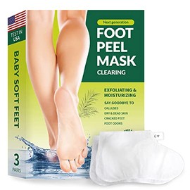 FARMSKIN Foot Peel Mask Clearing/Removes Dry Dead Skin for Cracked Feet/foot mask for soft baby feet with Tea Tree, Cica/Dermatologically Tested (Pack of 3)