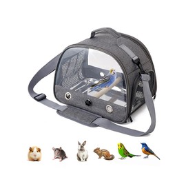 Gaderth Bird Travel Carrier with Stainless Steel Tray,Lightweight Breathable Parrot Cage with Removable Wooden Stand Stick and Long Shoulder Strap,Bird Cages for Parakeets Budgie
