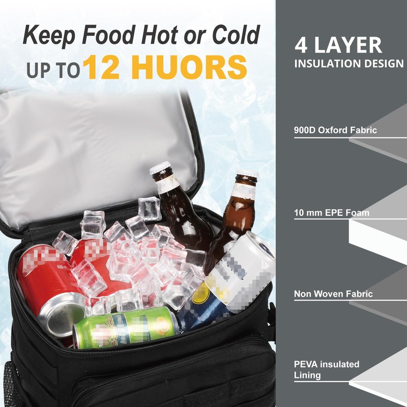 Tactical Backpack Cooler,Soft Lightweight Leakproof Cooler Backpack,Insulated Cooler Bag,Portable Soft