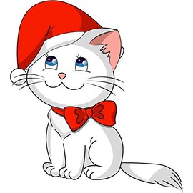 JJH Inc Magnet Christmas Santa Kitty Red Hat Flexible Vinyl Magnet Waterproof Car Magnetic Bumper Sticker 5"