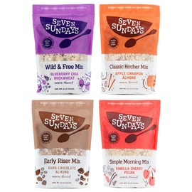 Seven Sundays Muesli Cereal 4-Flavor Variety Pack {12 oz. pouches, Pack of 4 ) | Gluten Free Certified | Non GMO | Kosher