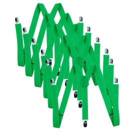 ICObuty Men's Y Shape Suspender Adjustable Elastic Solid Color 6 Pack, Kelly Green, Medium
