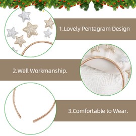 HFMYGS Christmas Glitter Star Headband, Glitter Stars Silver Gold Headband for Women Girls, Christmas Hair Accessories Hair Band, Christmas Party Hair Bands for Women, Christmas Festival
