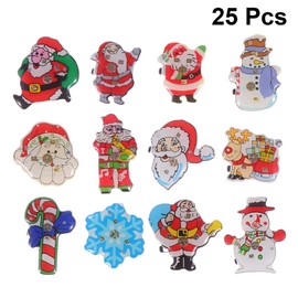 NUOBESTY Christmas Brooch Pin, Delicate Glow Plastic Santa Claus Badge Breastpin Lapel Pins Cloth Flashing Light Brooch for Party Gift Christmas - 25pcs, Random Style