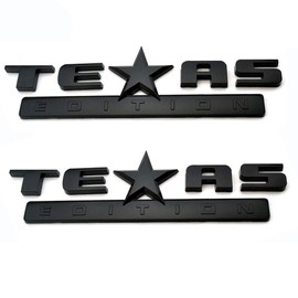 2 Count All Black 3D Texas Edition Emblem compatible with Chevy Silverado Sierra Car Truck Auto Universal Decal