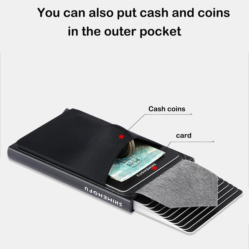 FDDU Men Women Aluminum Alloy Wallet Coin Pocket Magnetic Closure