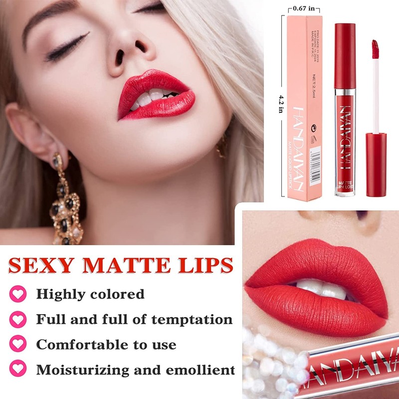 Allphv 2PCS Maquillaje de Lápiz Labial Líquido Mate, Pintalabios Permanente