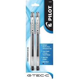 Pilot 36481 G-TEC-C Rotulador, Tinta Bio-Polímera, Ultra Fino 0.4 mm, Usa Repuesto, Blister de 2 Piezas, color Negro