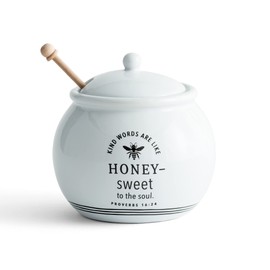 DaySpring - Sweet to The Soul - Inspirational Ceramic Honey Pot with Wood Dipper, 16 Oz (J2057)