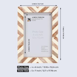 Handicrafts Home 4x6 Chevron Picture Frame - Vintage Herringbone Design in Rich Brown, Perfect for Elegant Wall Decor, Charming Gifts, or as a Unique Gift for Any Occasion