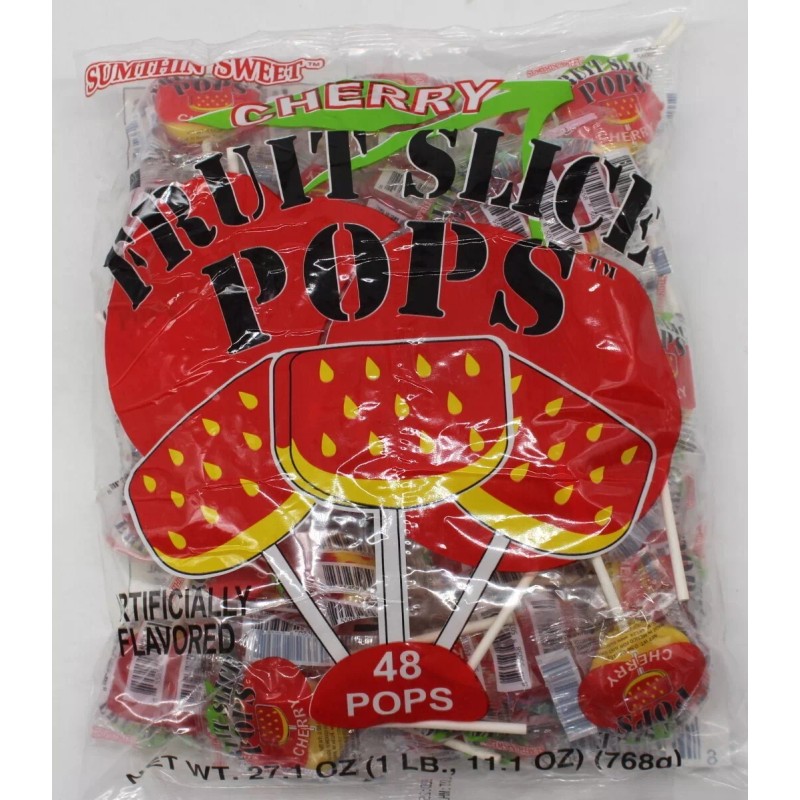 Sumthin Sweet Pops Cherry Candy Lollipops Suckers Bulk 48 Ct