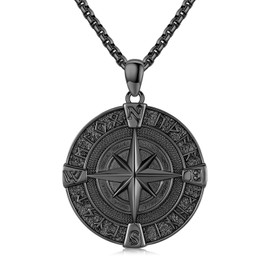 Compass Necklace 925 Sterling Silver Talisman Travel Necklace Pendant Inspirational Jewelry Gifts for Women Men