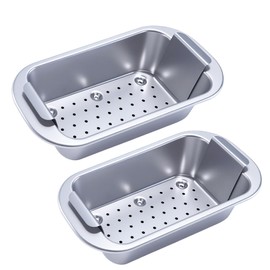 Shinsin 9x5 Loaf Pan, 2-SET Meatloaf Pan with Drain Tray, Small Bread Pans with Insert Lift, Bakeware Oven-Safe Loaf Baking Mould for Homemade Sourdough & Sandwich Bread, Silver