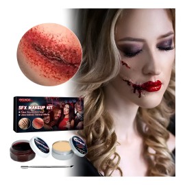 Kit Maquillaje Cera Sangre Halloween Heridas Efecto Disfraz