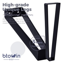 Btowin 6 Inch / 15cm Trapezoid Metal Furniture Legs, 4Pcs Solid Steel Modern Style Table Legs Hairpin Heavy Duty sofa Feet for Home DIY Projects Coffee Table TV Stand Sofa Cabinet - Matte Black