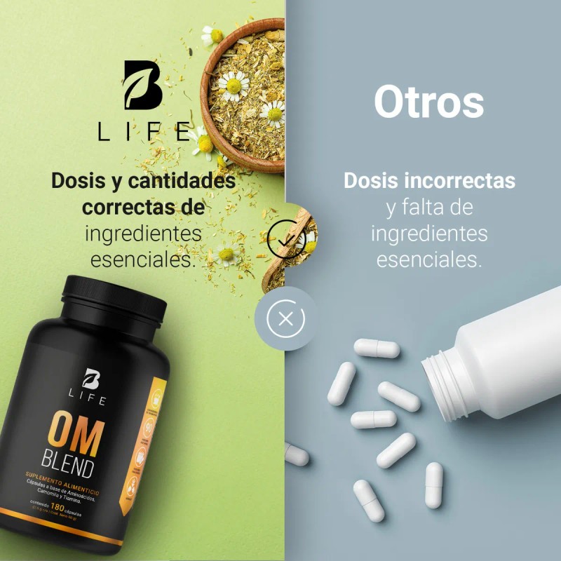 OM Blend B-Life | 180 Cápsulas | Equilibrio Emocional, Relajación