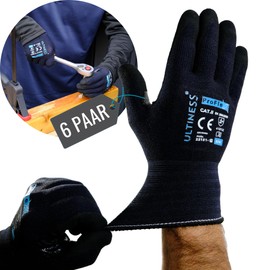 Ultiness® ProFlex Work Gloves Men & Women (6 Pairs), Gardening Gloves & Assembly Gloves, Nitrile, Work Gloves, Breathable for Craftsmen, Precision Mechanics (10 - XL)