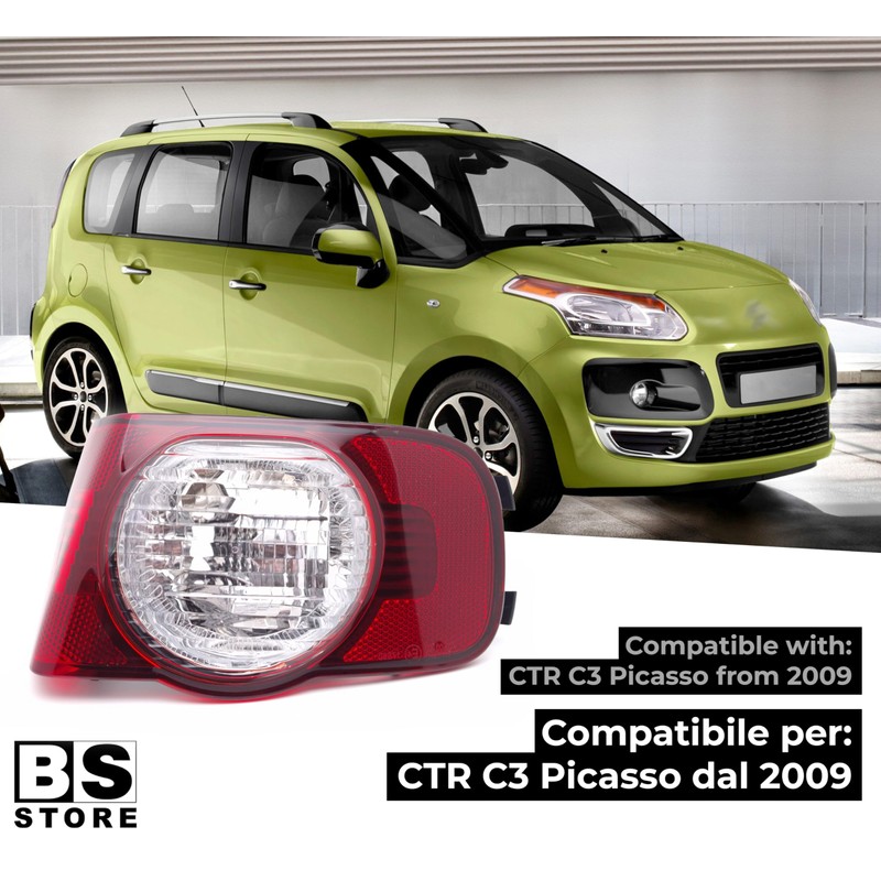 BSSTORE Nebelschlussleuchte kompatibel mit C3 Picasso ab 2009 (rechts -