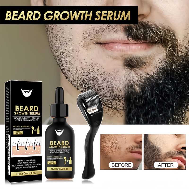 Beard Growth Kit With Roller & Mild Essential Oil -