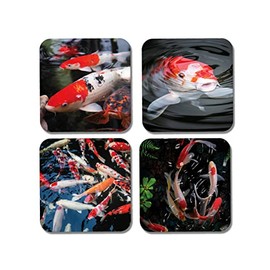 4 x Square Koi Carp Coasters - Fish Pond Wildlife Mum Dad Girls Boys Gift #77925