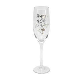 40th Birthday Stars Champagne Flute Glass Gift