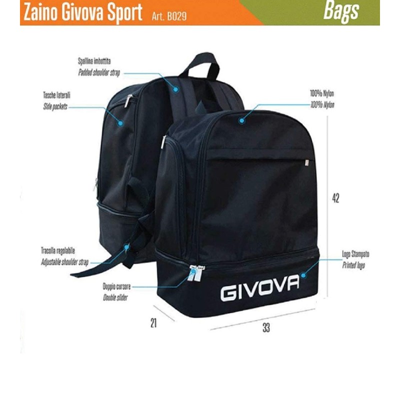 Givova, B029 rucksack givova sport, blau, Einheitsgrößen