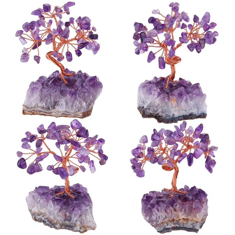 Mookaitedecor Amethyst Crystal Tree with electroplated colourful quartz base and