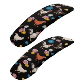 Doginthehole Office Chair Arm Covers - Aesthetic Floral Rooster Print Armrest Pads - Adjustable Desk Chair Protectors for Computer, Wheelchair - Set of 2, Funny Chicken Pattern