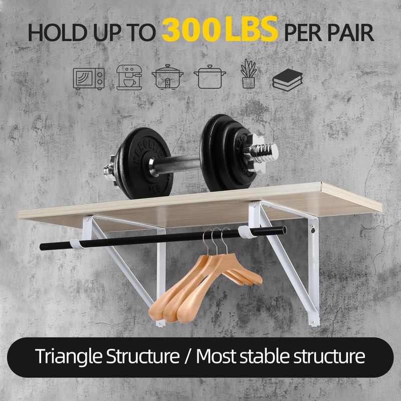 HOME MASTER HARDWARE Heavy Duty Closet Shelf Rod Brackets Supports