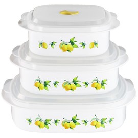Reston Lloyd Nesting Microwave Containers, Set of 3, Adjustable Steam Vents, Airtight, Meal Prep, BPA-Free Plastic- Freezer & Dishwasher Safe, Cookware & Food Storage, Anyday Cookware, Fresh Lemons