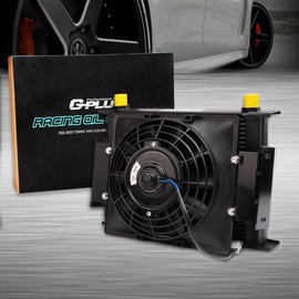 25 Row 10AN Universal Engine Transmission Oil Cooler+7" Cooling Fan Kit Black