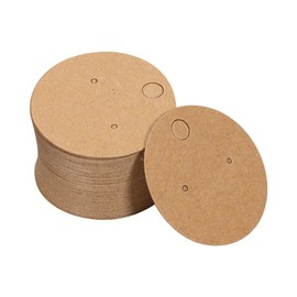JIHUOO Pack of 200 Craft Paper Earring Cards Stud Earrings Holder Cards Round Dangle Earrings Display Cards Earring Hanging Tags Necklace Display Cards Jewellery Packaging Cards Brown